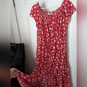 Floral Red Maxi Dress